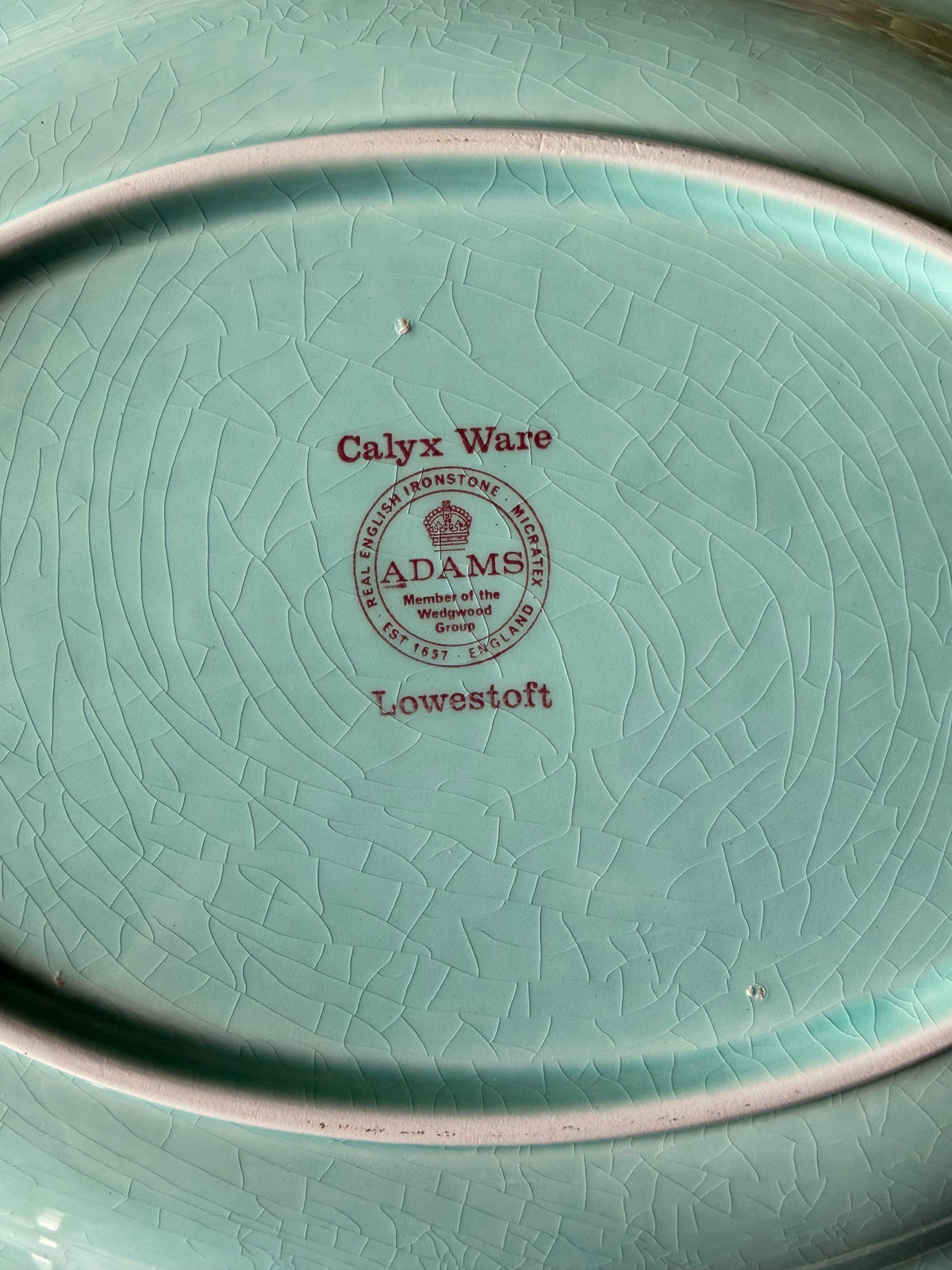 Vintage Adams Calyx Ware Lowestoft 14” Platter