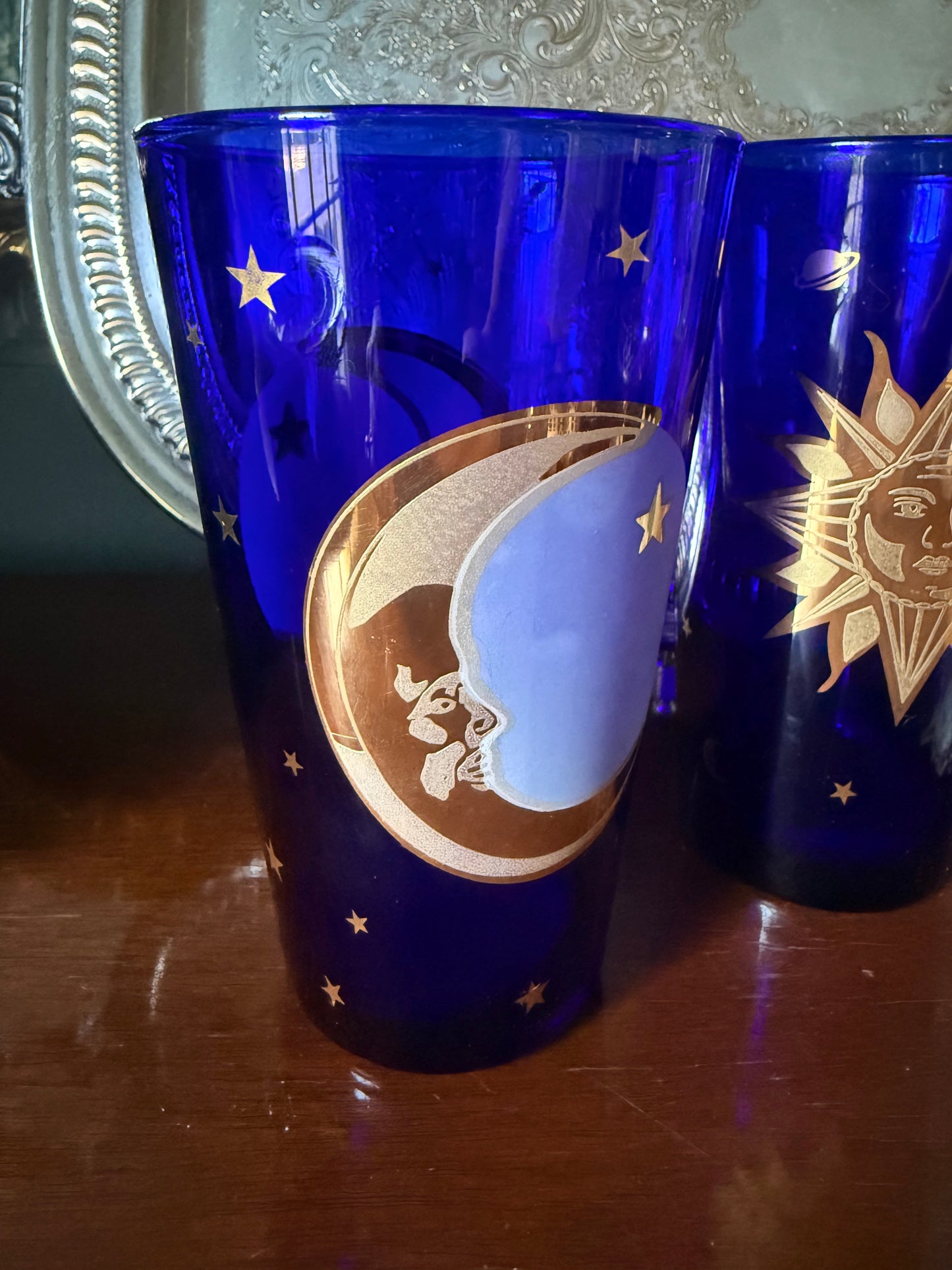 Pair of Culver Celestial Cobalt Tumblers