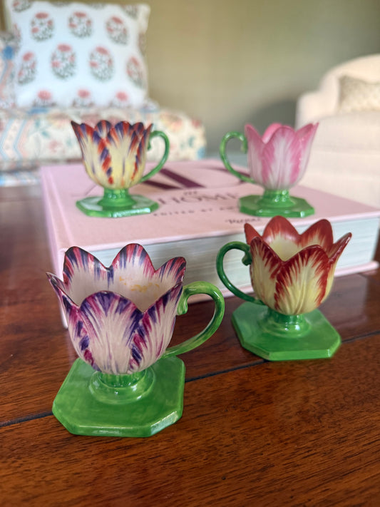 Mottahedeh Historic Charleston Hand-Painted Porcelain Tulip Cups