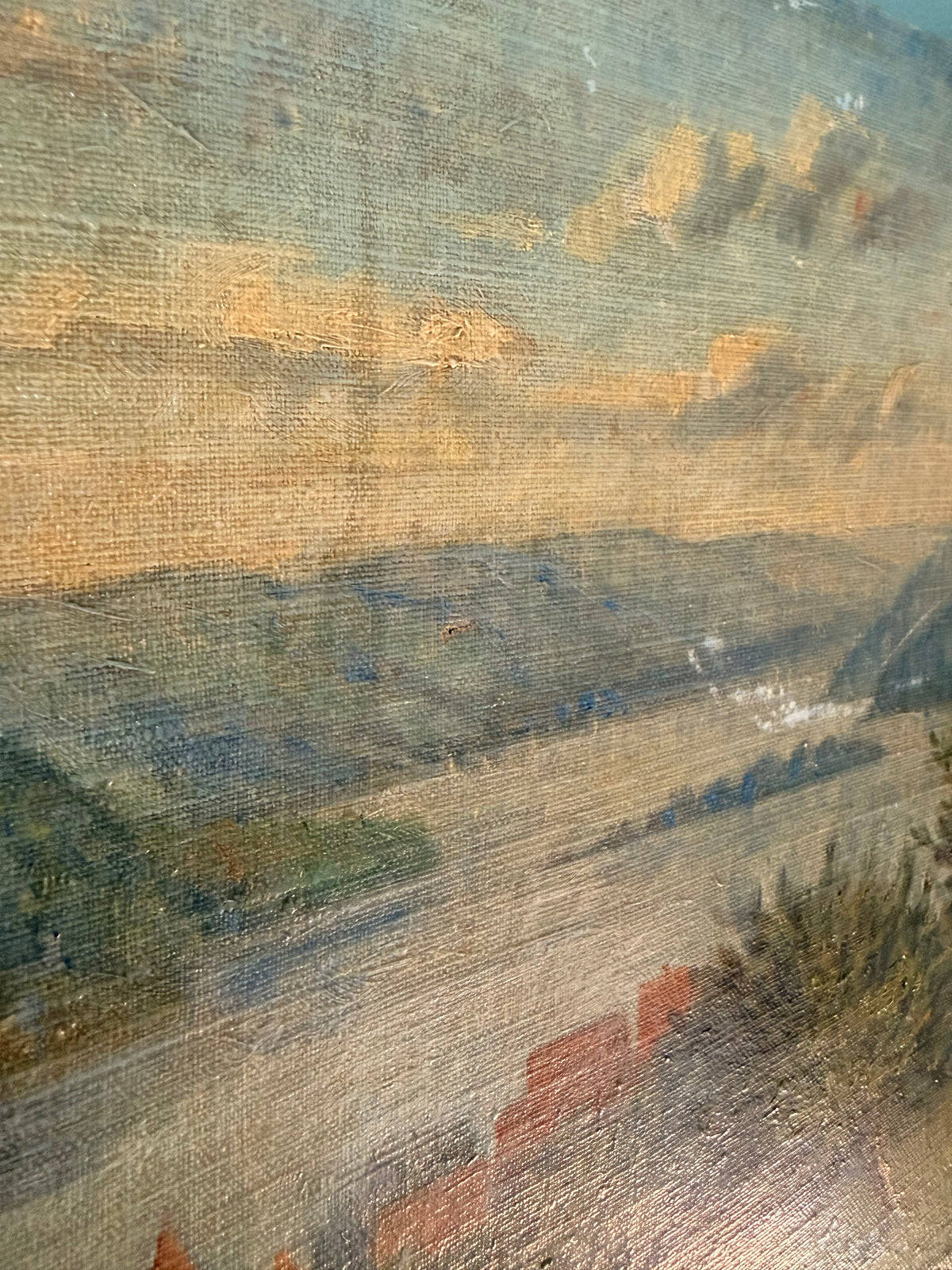 Antique French Pastoral Oil on Canvas, Signed