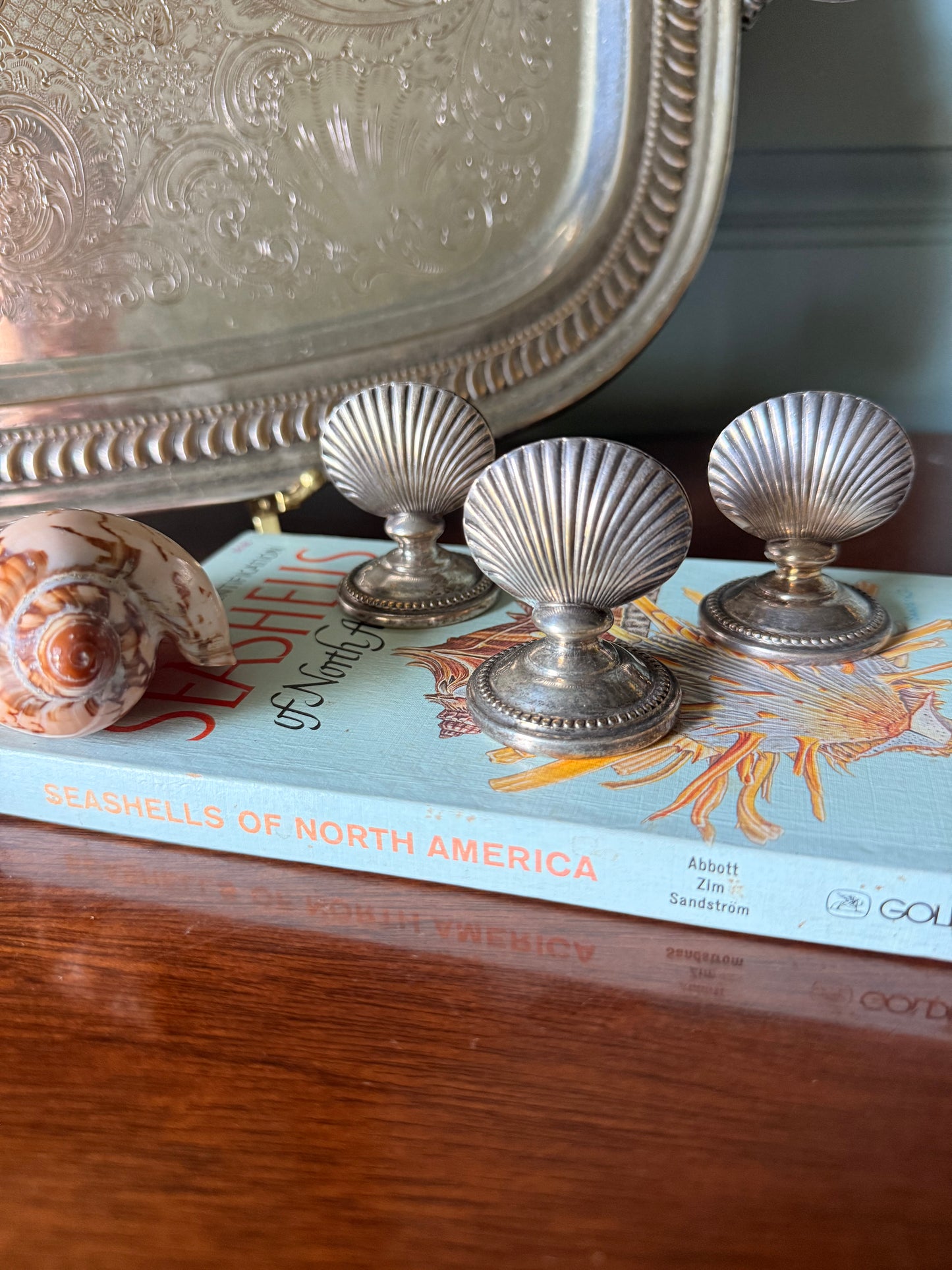 Set of Three Silverplate Shell Placecard Holders