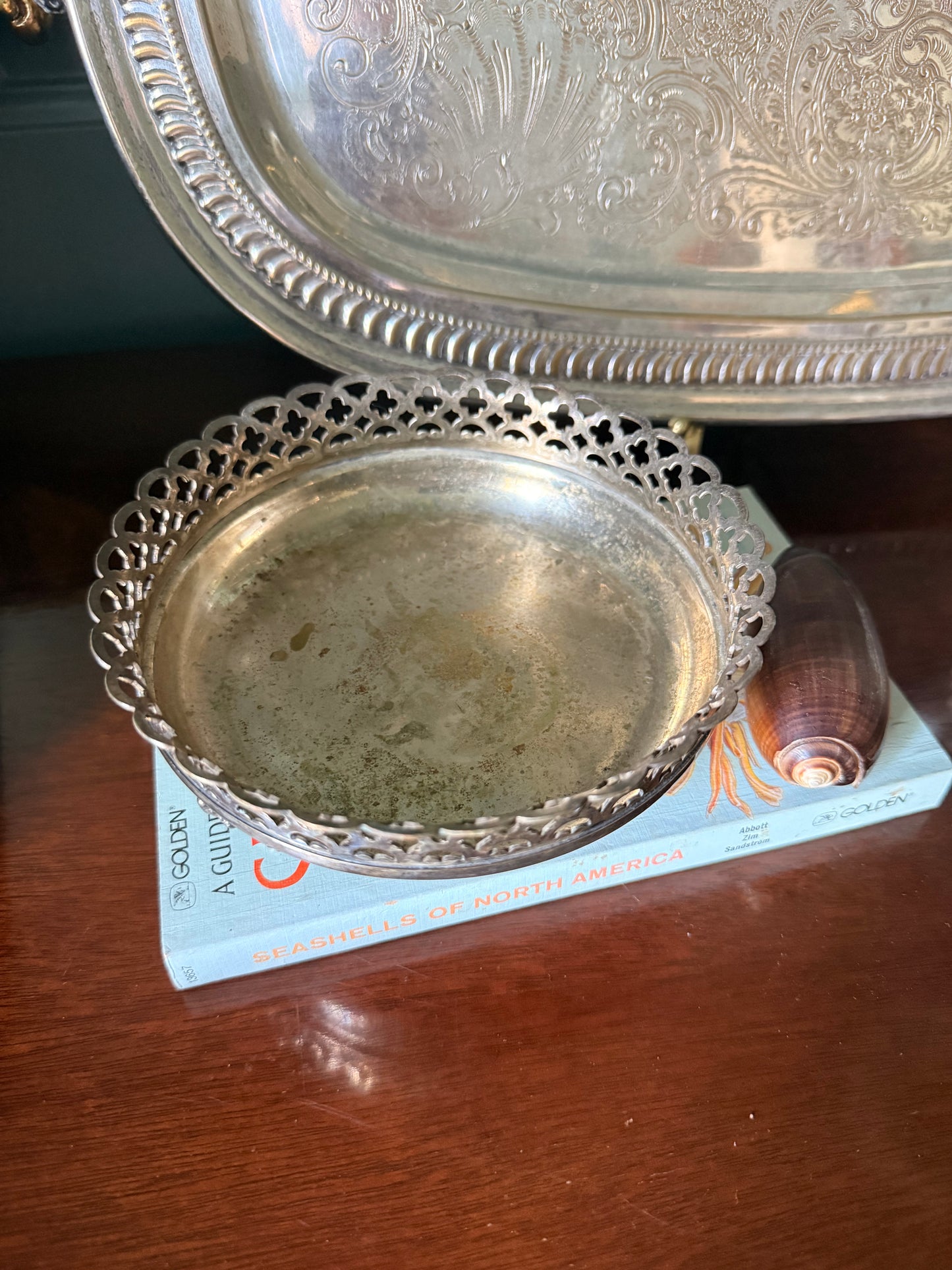 Reticulated Silverplate Wine Coaster with Feet