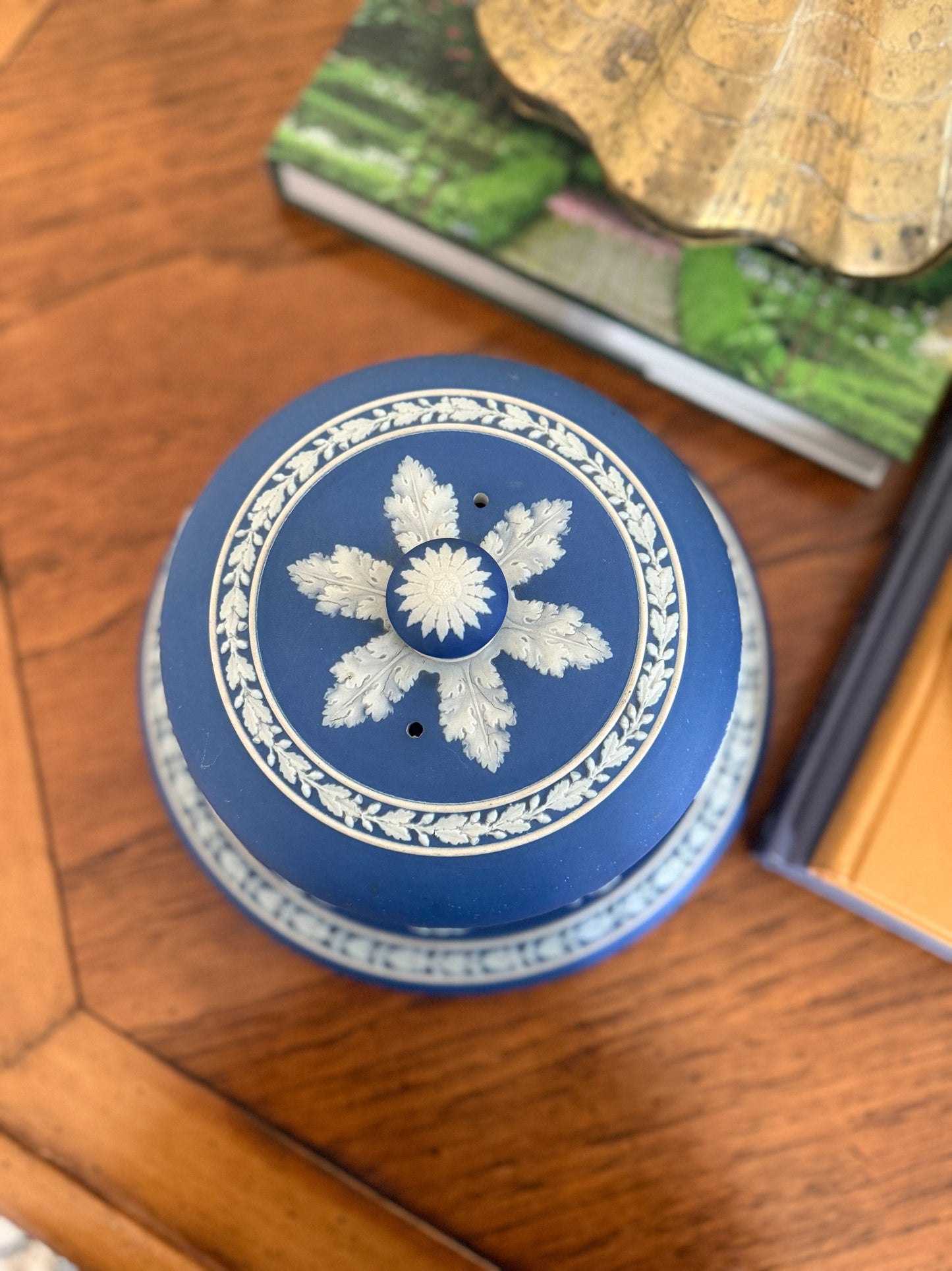 Antique Wedgwood Jasperware Cream on Royal Blue Cheese Dome