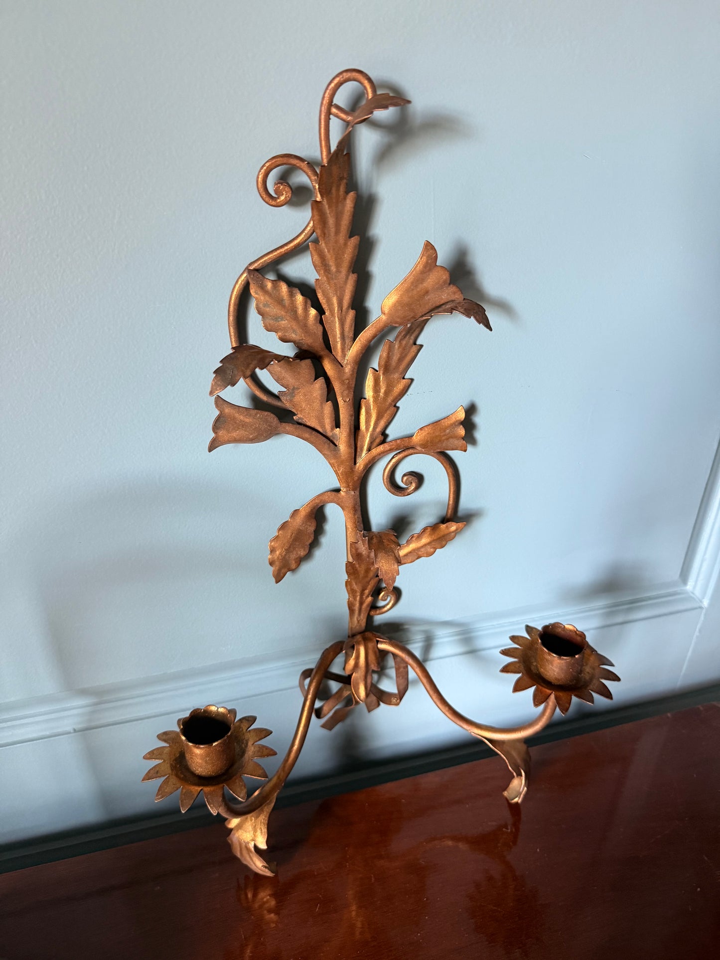 Vintage Italian Gilt Two-arm Wall Sconce