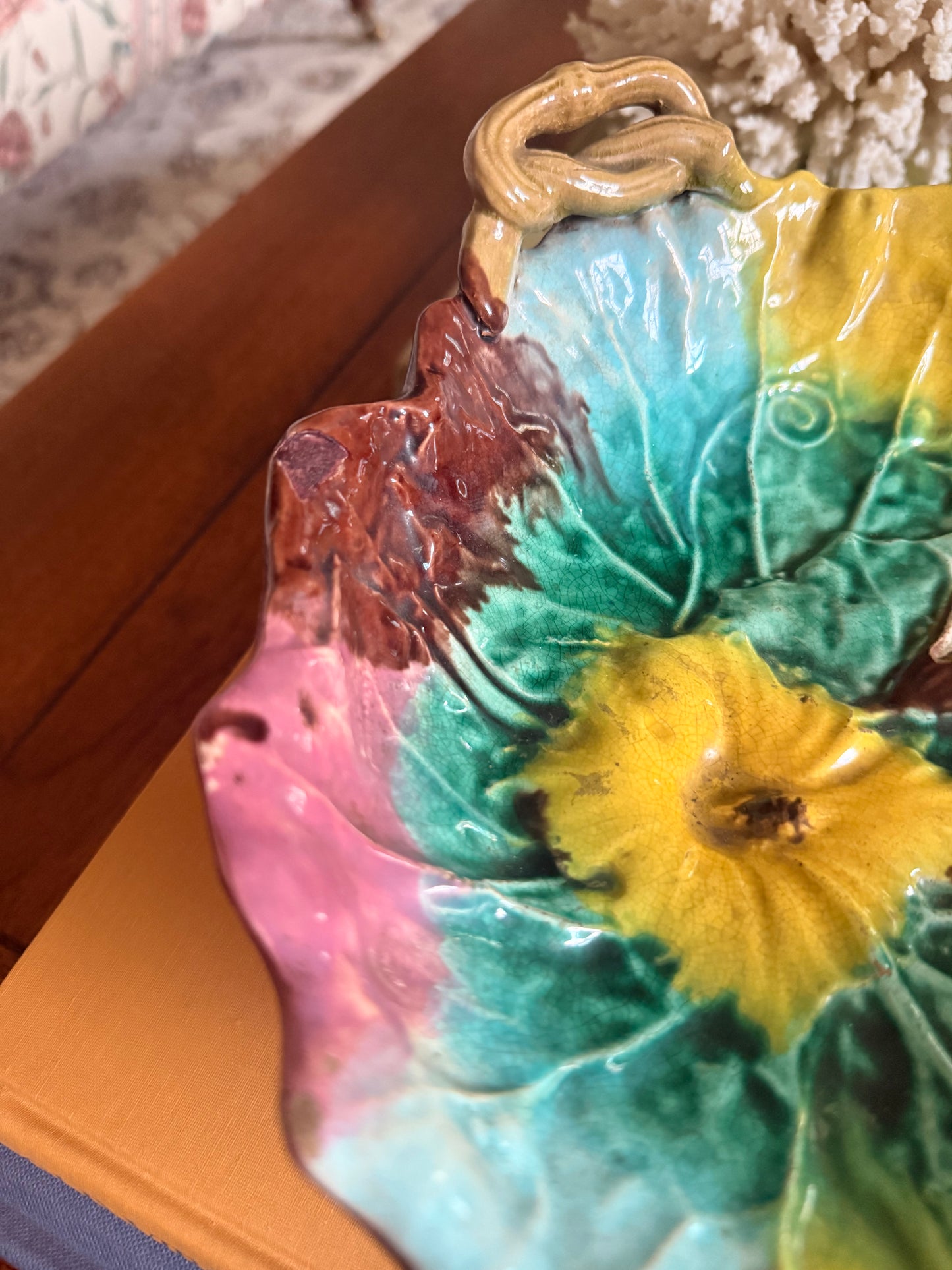 Antique Majolica Compote