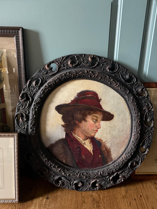 Antique Oil on Canvas, Portrait of a Boy