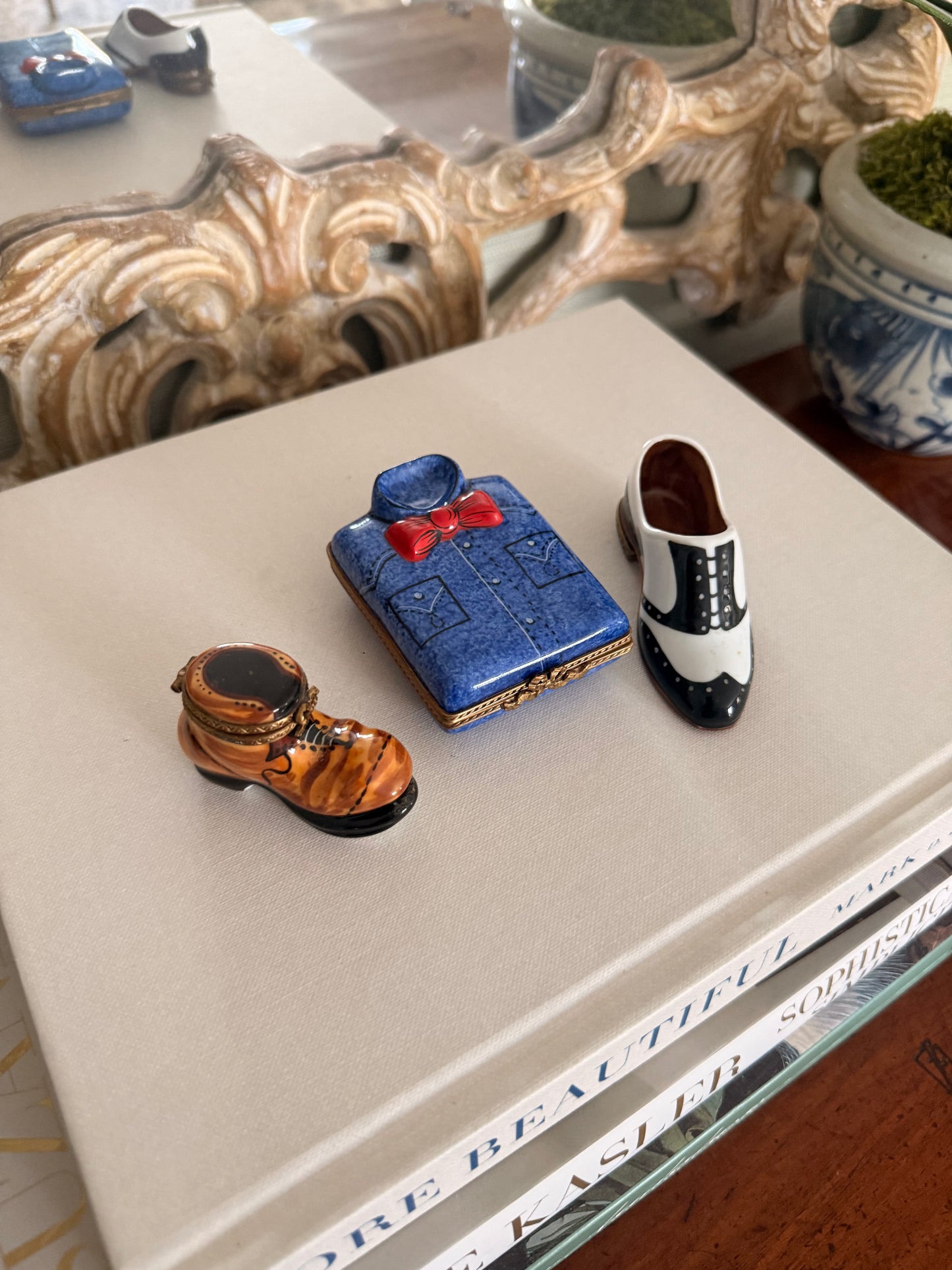 Limoges Shirt & Bow Tie Trinket Box