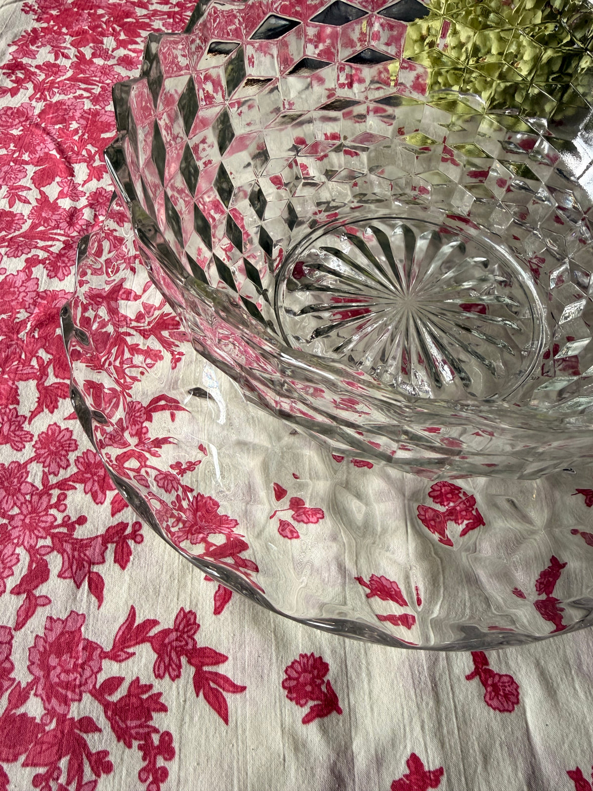 Vintage Fostoria American Punch Bowl with Footed Plate