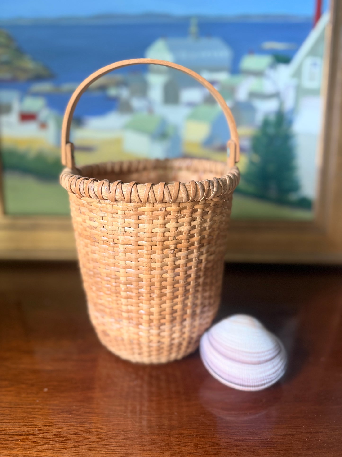 Nantucket Style Columnar Top Handle Basket