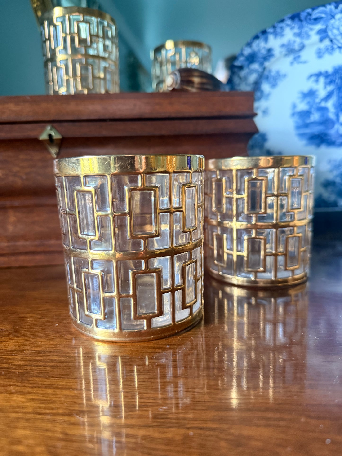 Set of Four Imperial Glass Shoji Cocktail Glasses