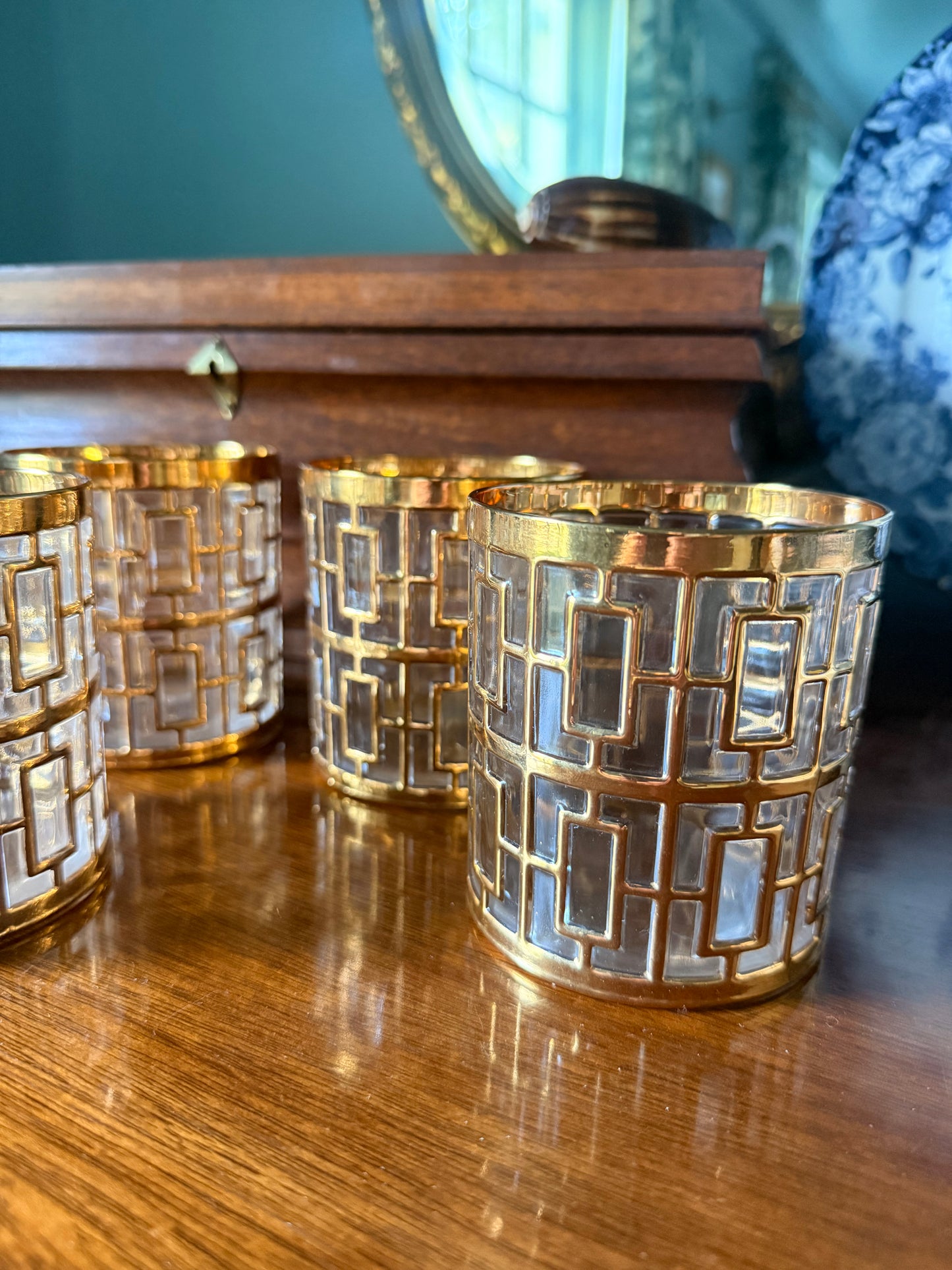 Set of Four Imperial Glass Shoji Cocktail Glasses