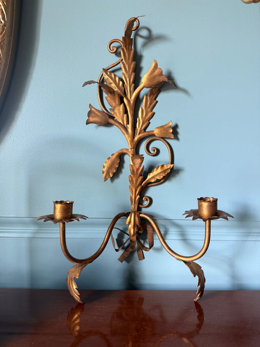 Vintage Italian Gilt Two-arm Wall Sconce