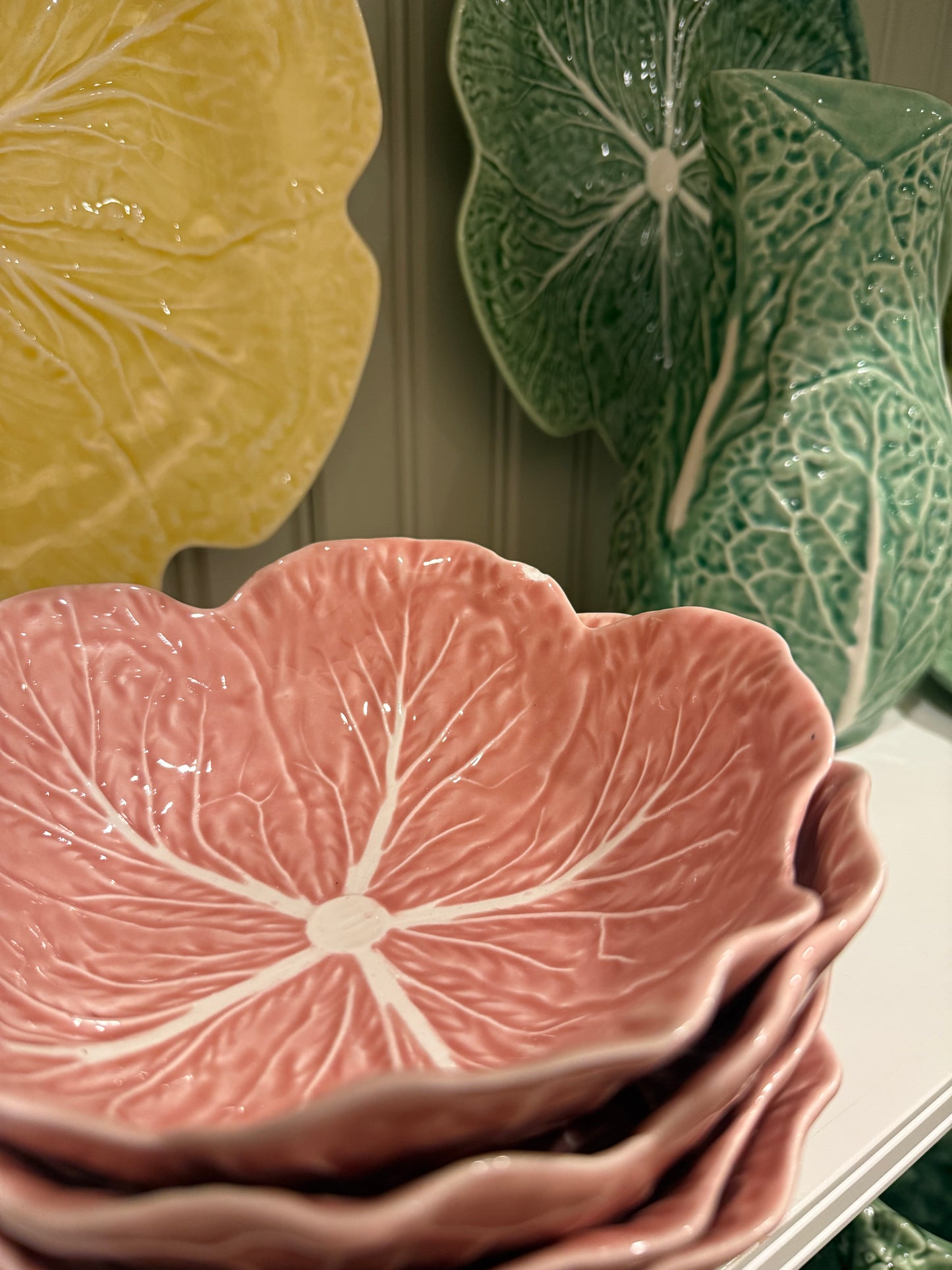 Vintage Bordallo Pinheiro Cabbage Pink Salad Bowl