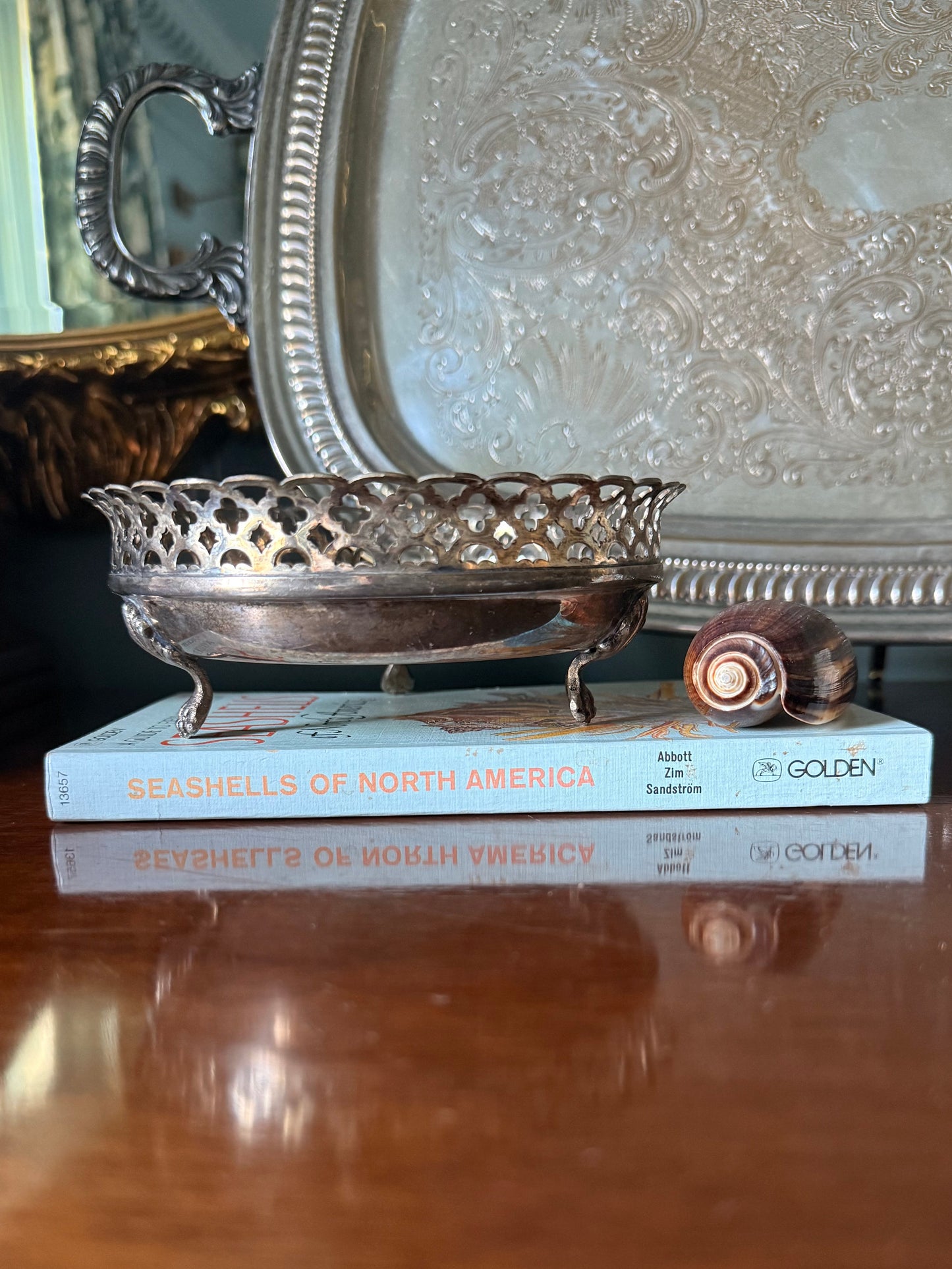 Reticulated Silverplate Wine Coaster with Feet