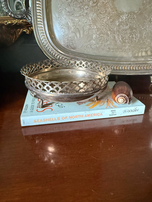 Reticulated Silverplate Wine Coaster with Feet