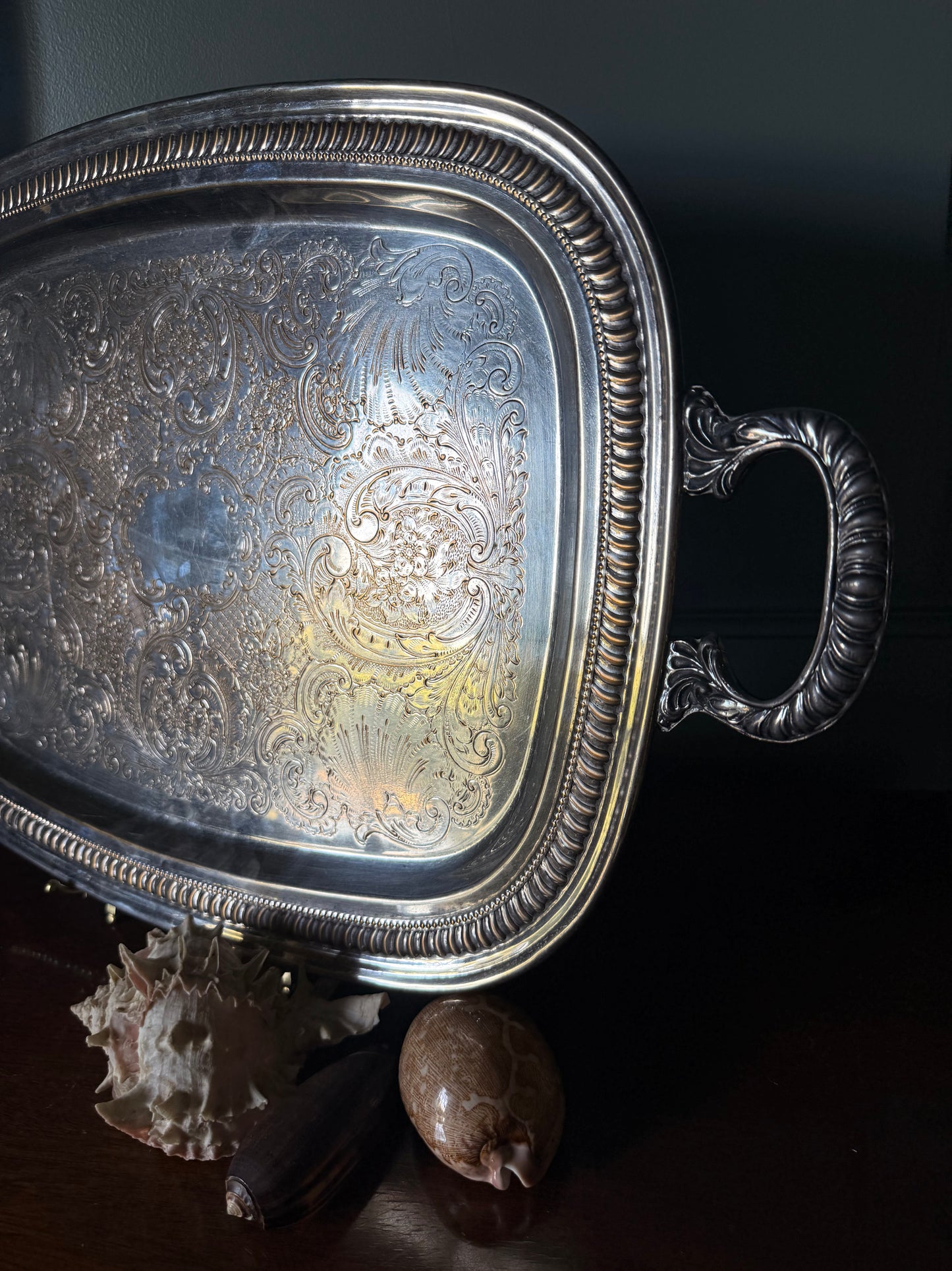 Silverplate Handled Gallery Tray