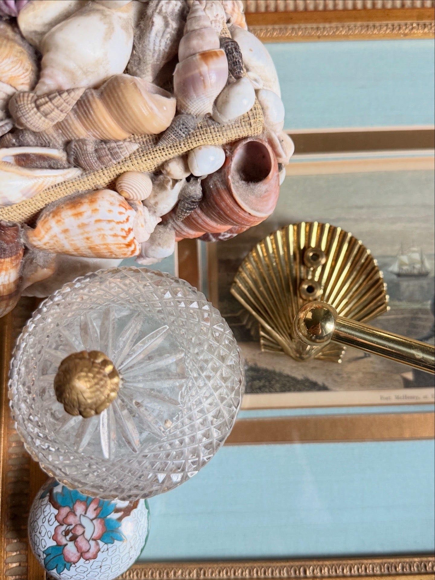 Vintage Brass Shell Towel Rack