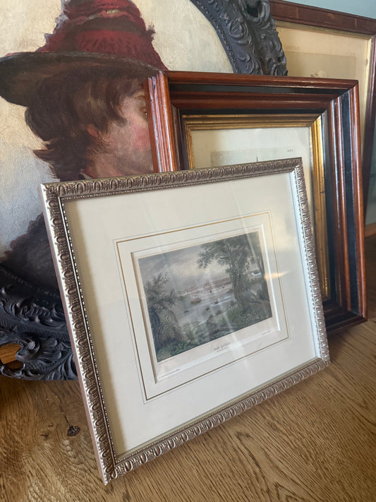 Antique Hand-Colored Engraving, St. Louis from the Mississippi