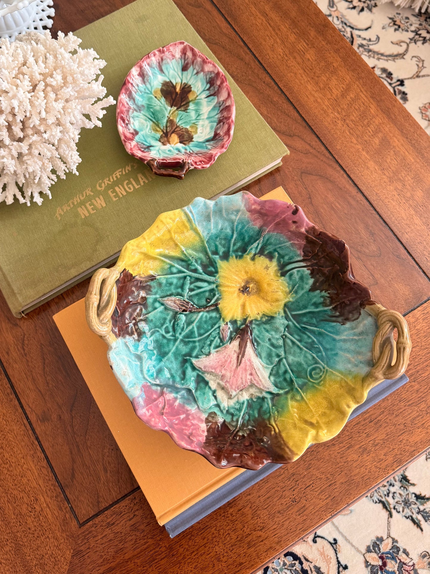 Antique Majolica Compote