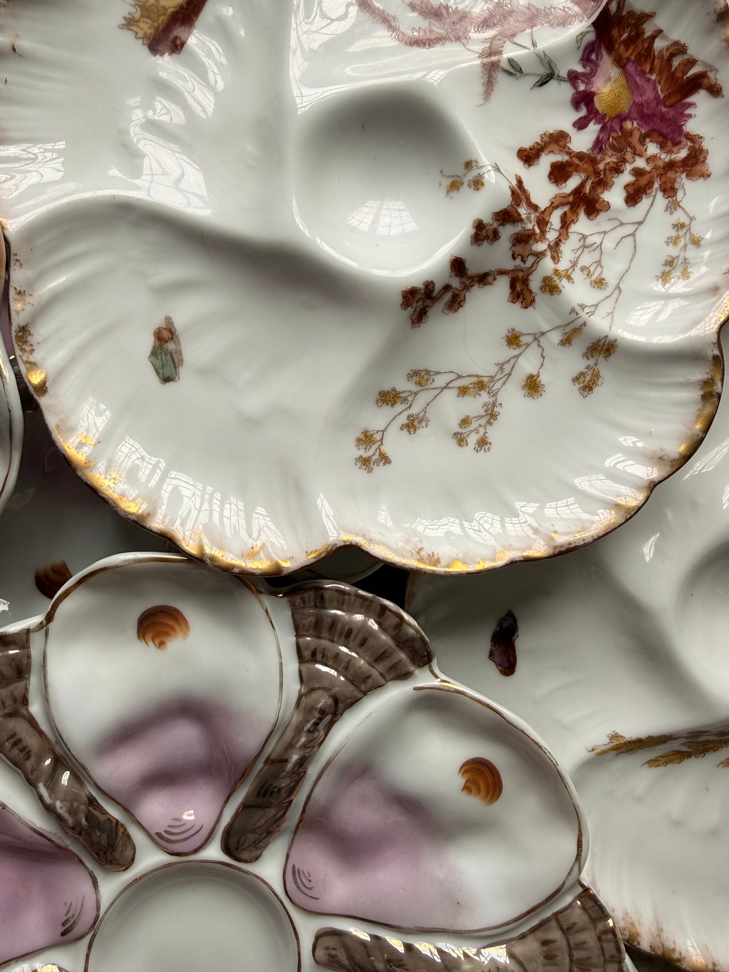 Antique Limoges Porcelain Oyster Plates