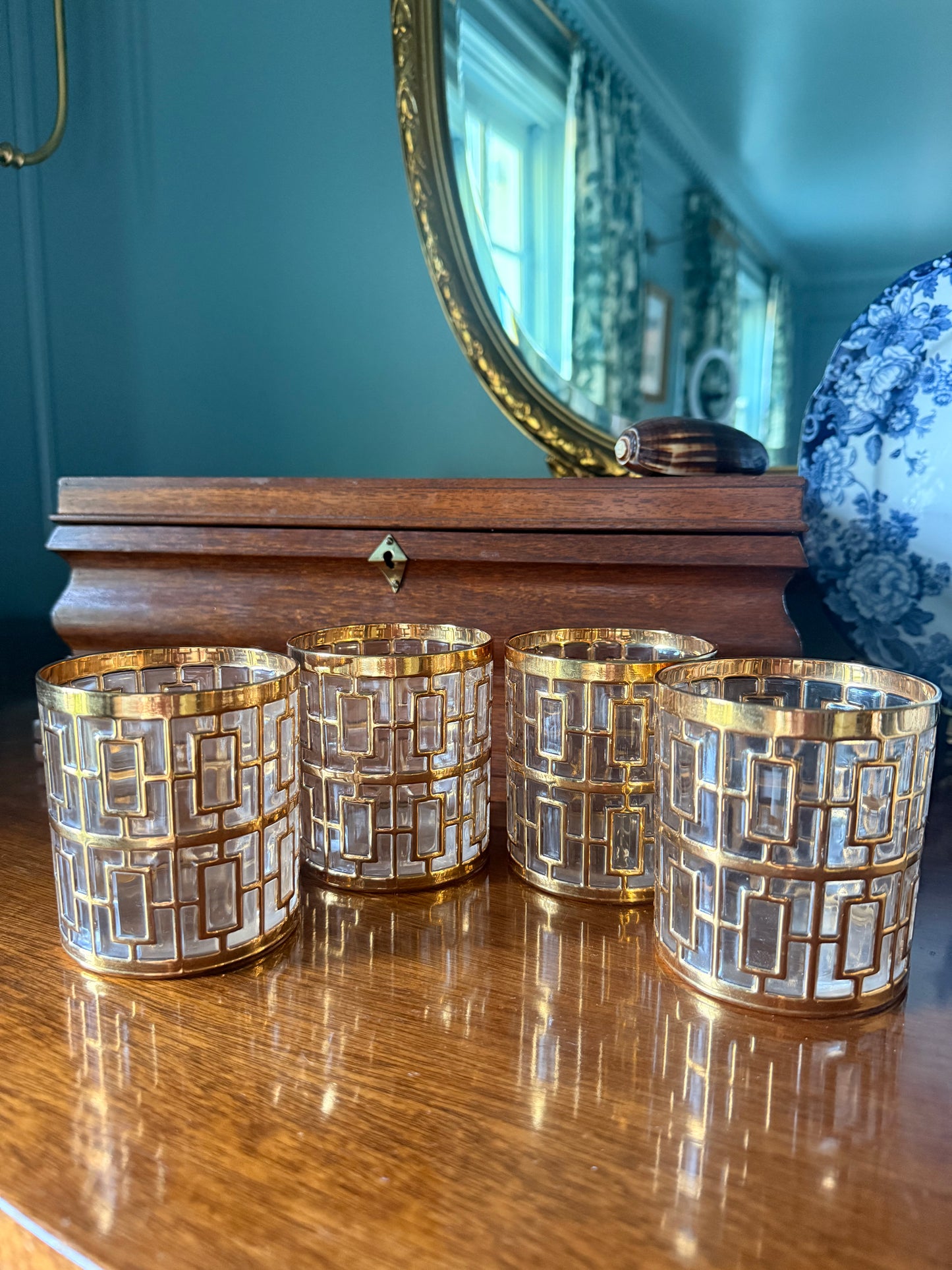 Set of Four Imperial Glass Shoji Cocktail Glasses