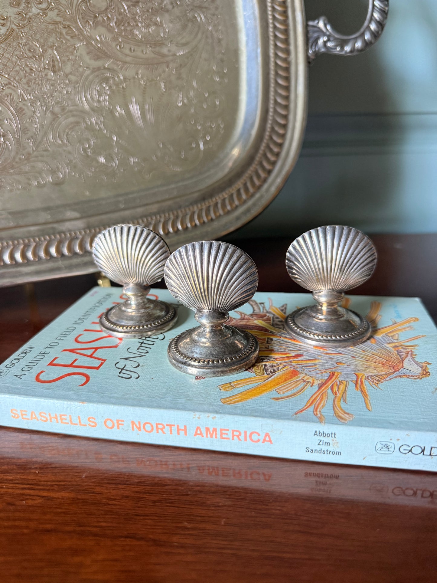 Set of Three Silverplate Shell Placecard Holders