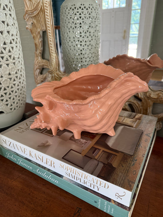 Vintage American Mold Ceramic Shell Planter - Pink