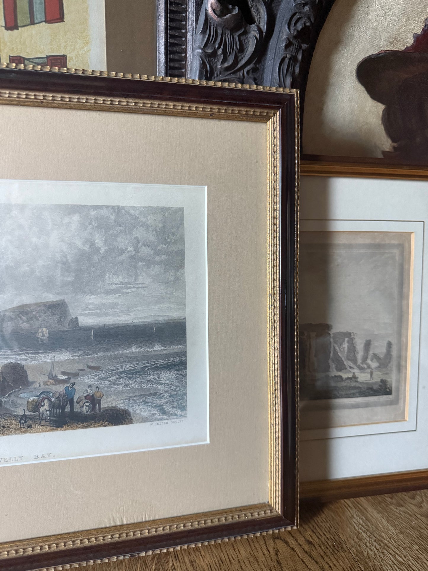 Antique Hand-Colored Engraving, Clovelly Bay