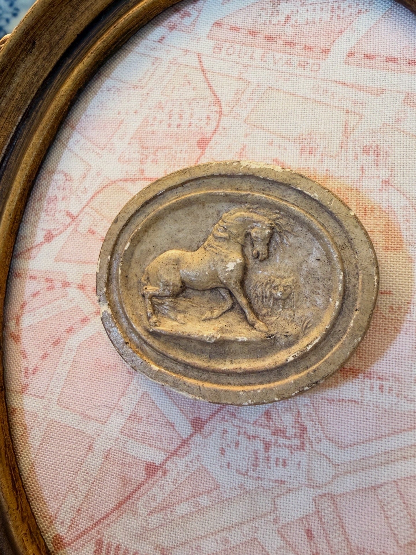 Antique Grand Tour Horse & Lion Intaglio, Mounted