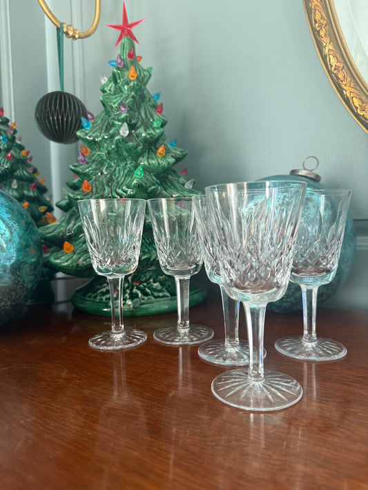 Set of 5 Waterford Lismore Crystal Claret Wine Glasses, 4.5oz