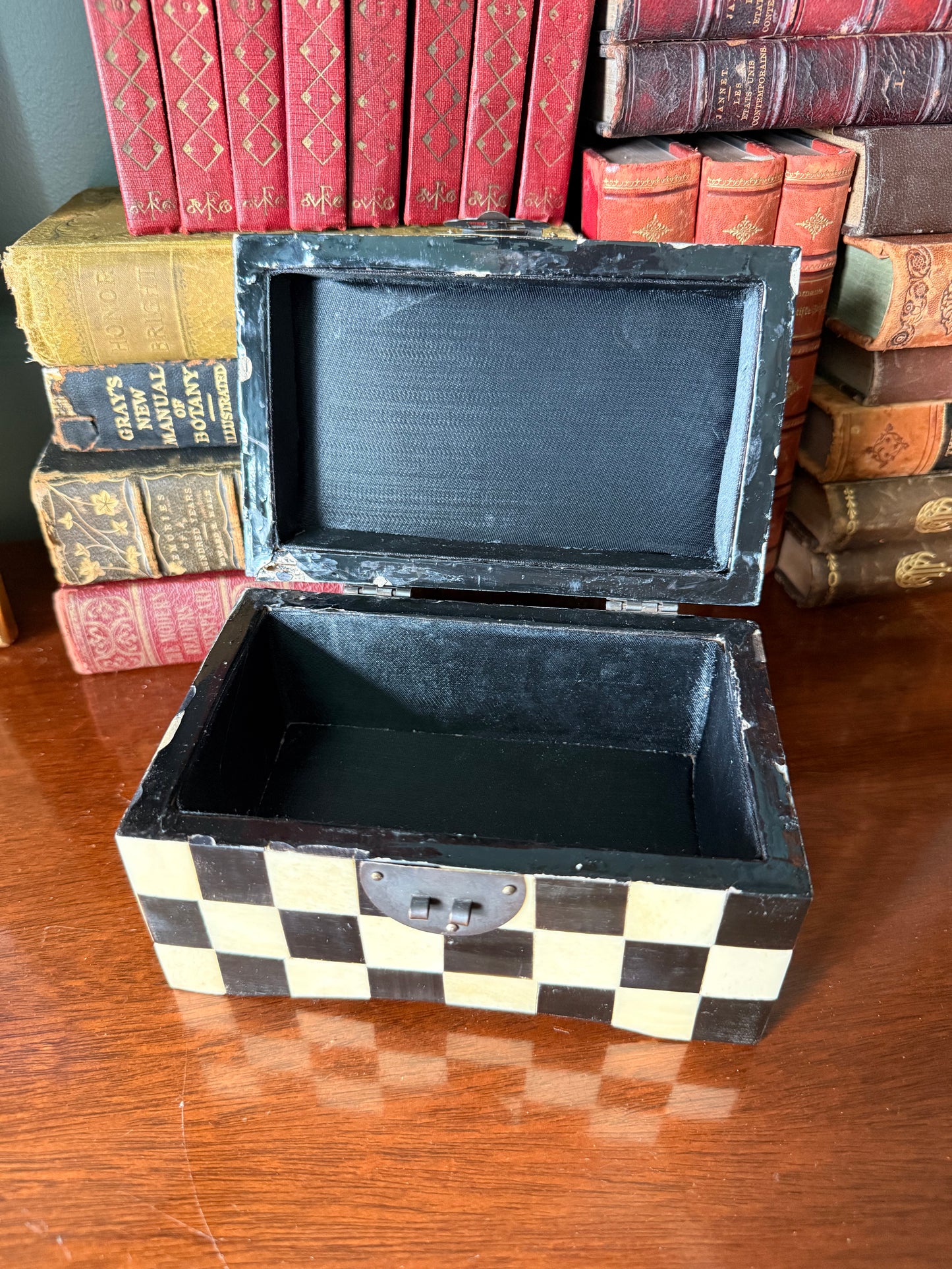 Bone Checkerboard Domed Box