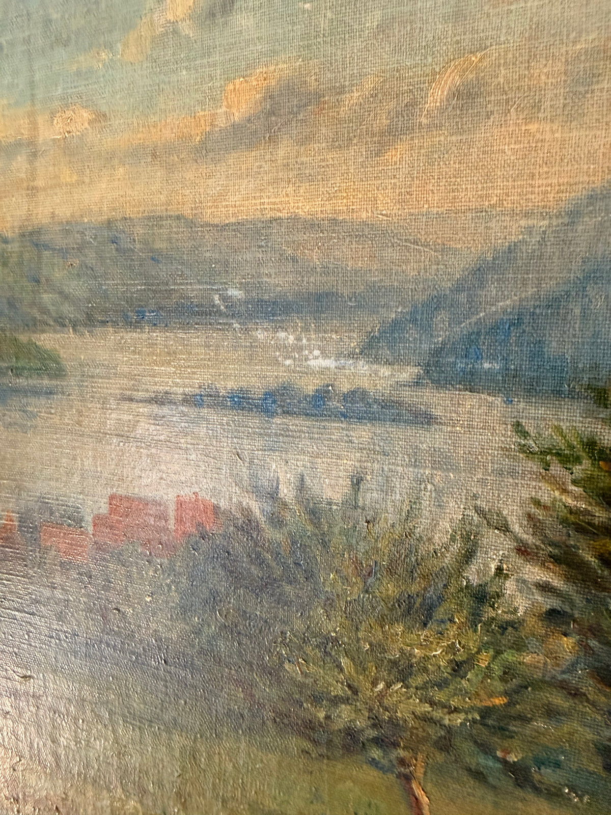 Antique French Pastoral Oil on Canvas, Signed