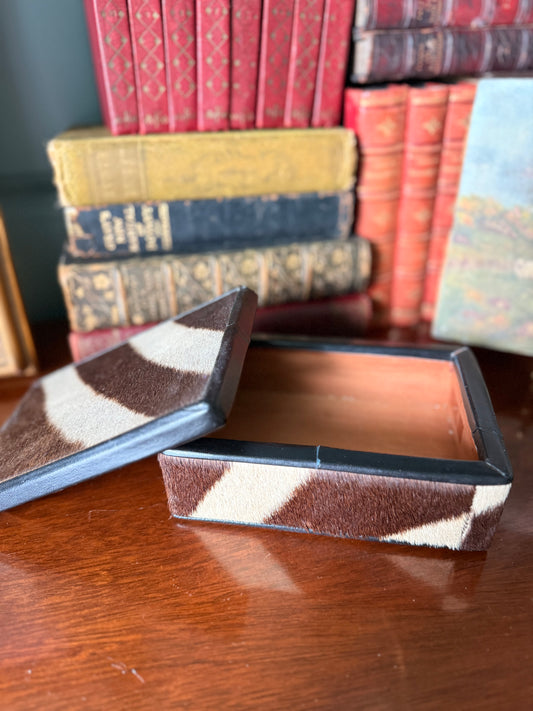 Natural Zebra Hide and Wood Box