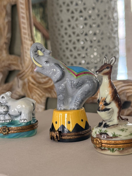 Limoges Circus Elephant Trinket Box