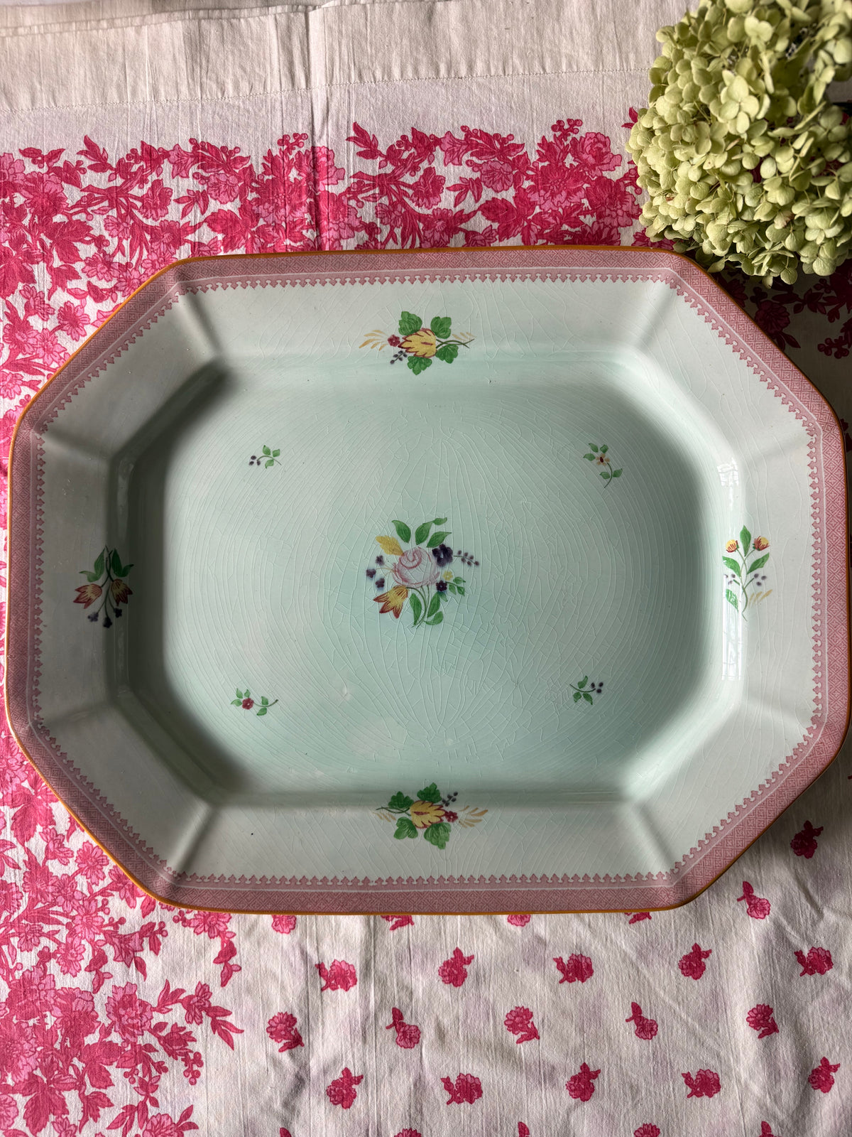 Vintage Adams Calyx Ware Lowestoft 18” Platter