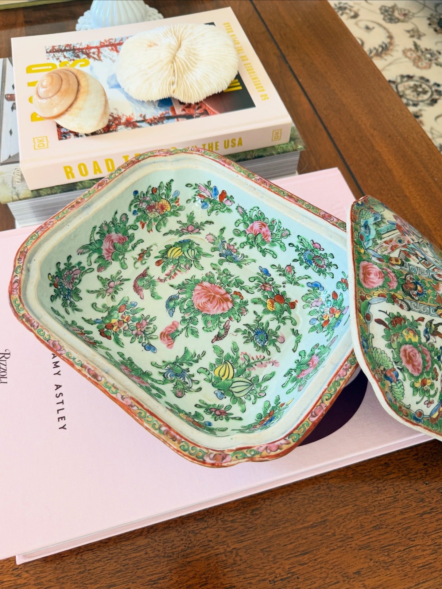 Antique Rose Medallion Lidded Dish