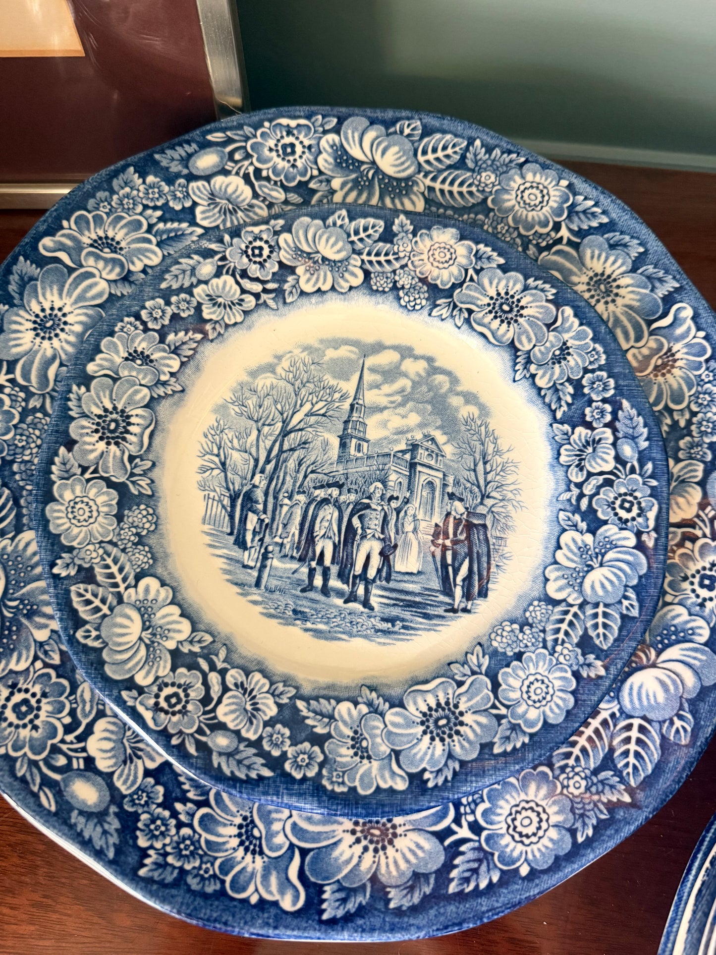 Liberty Blue Washington Leaving Christ Church Salad Plates
