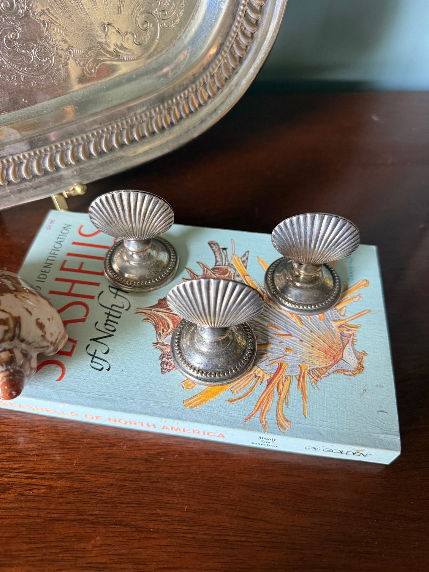 Set of Three Silverplate Shell Placecard Holders
