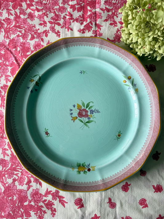 Vintage Adams Calyx Ware Lowestoft 12 3/4” Round Platter