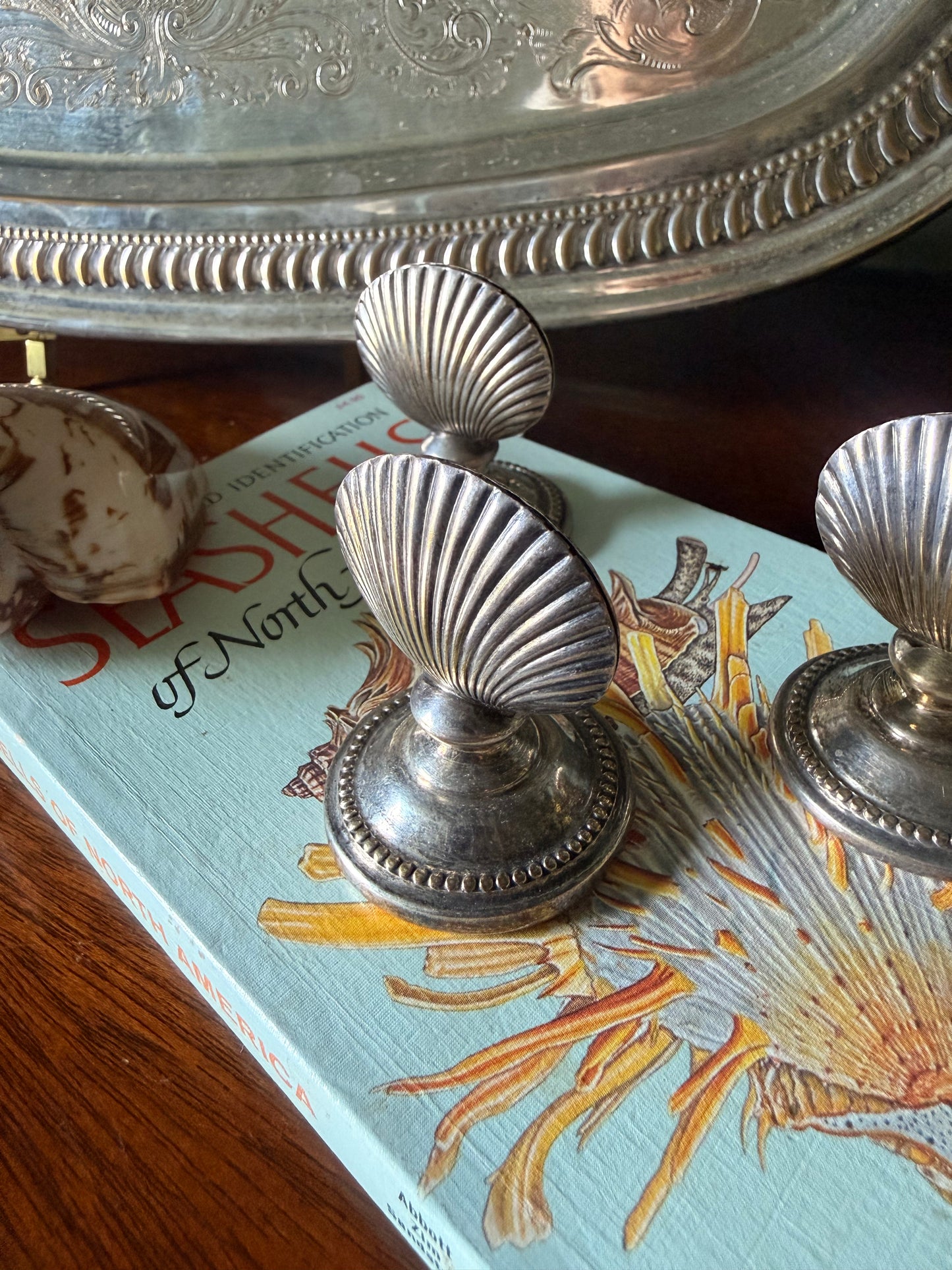 Set of Three Silverplate Shell Placecard Holders