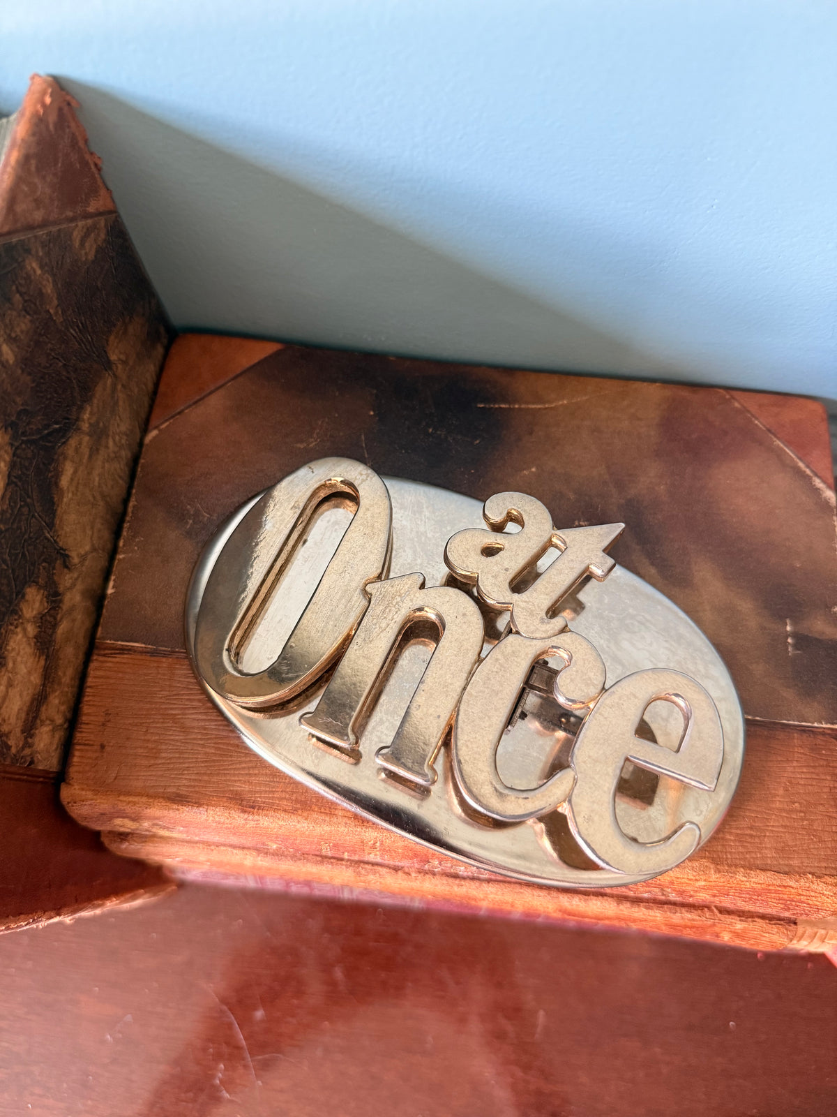 Vintage At Once Brass Paper Cip
