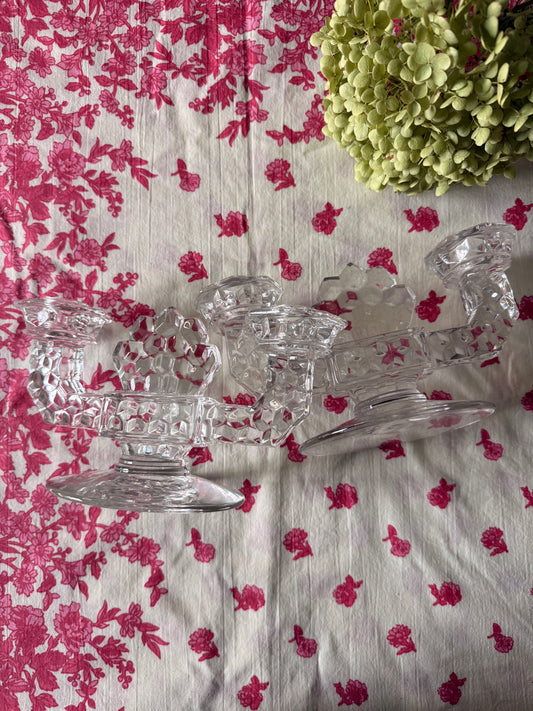 Pair of Vintage Fostoria Double Arm Candlesticks