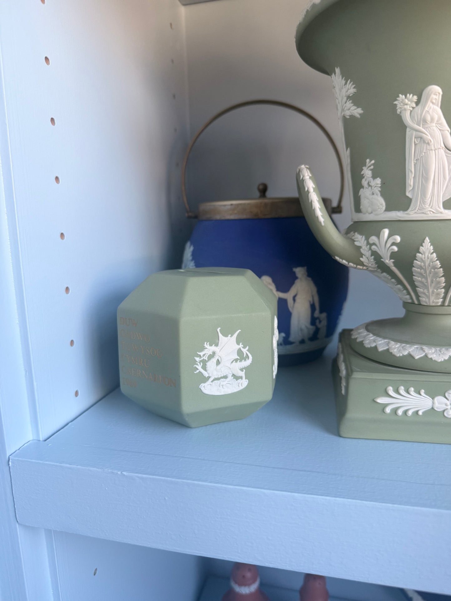 Wedgwood Jasperware Sage Prince of Whales Coin Bank