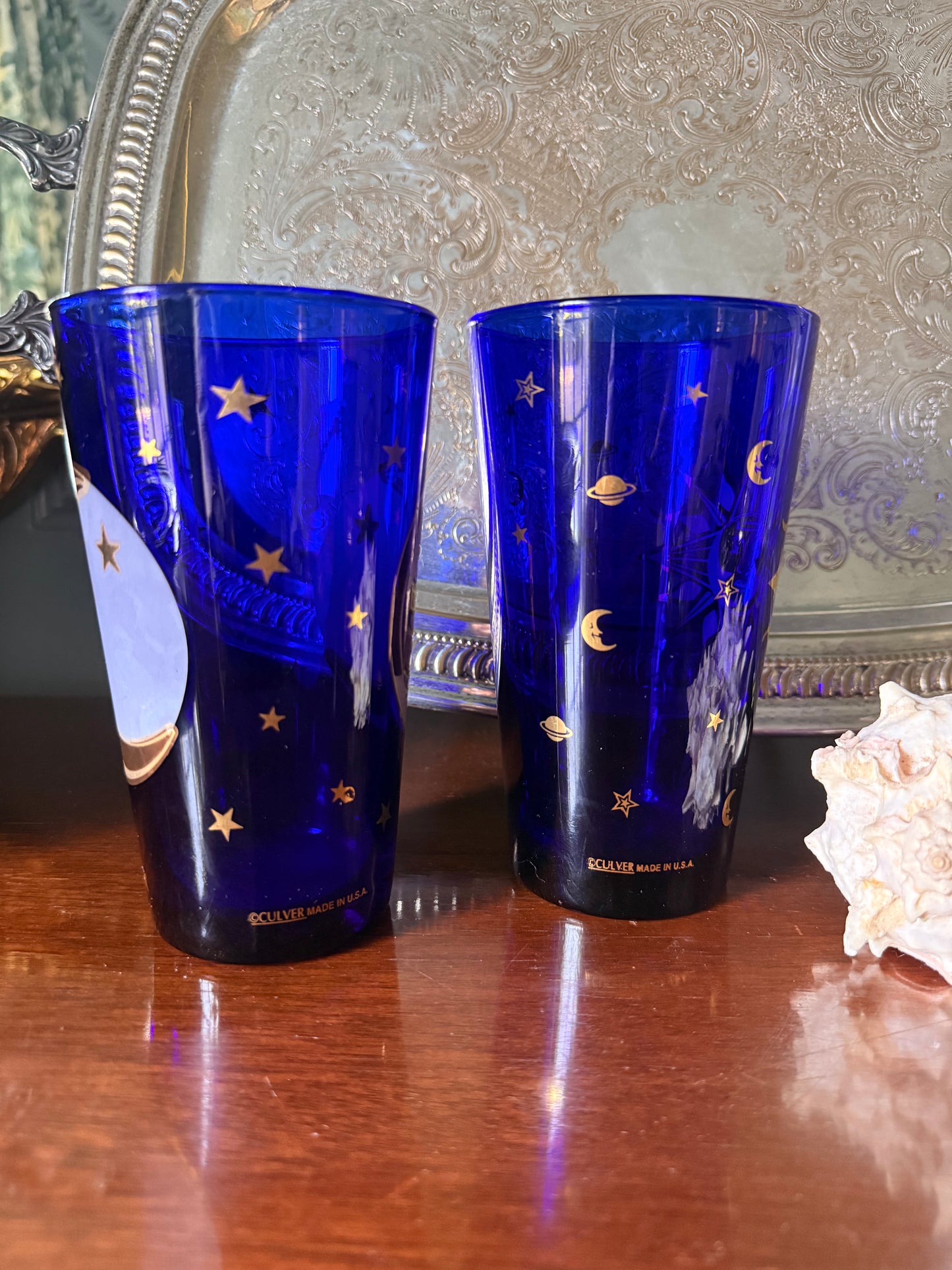 Pair of Culver Celestial Cobalt Tumblers