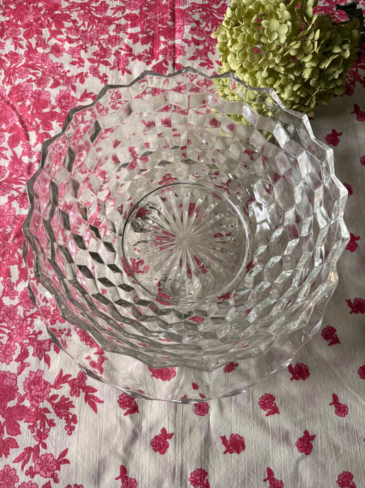 Vintage Fostoria American Punch Bowl with Footed Plate