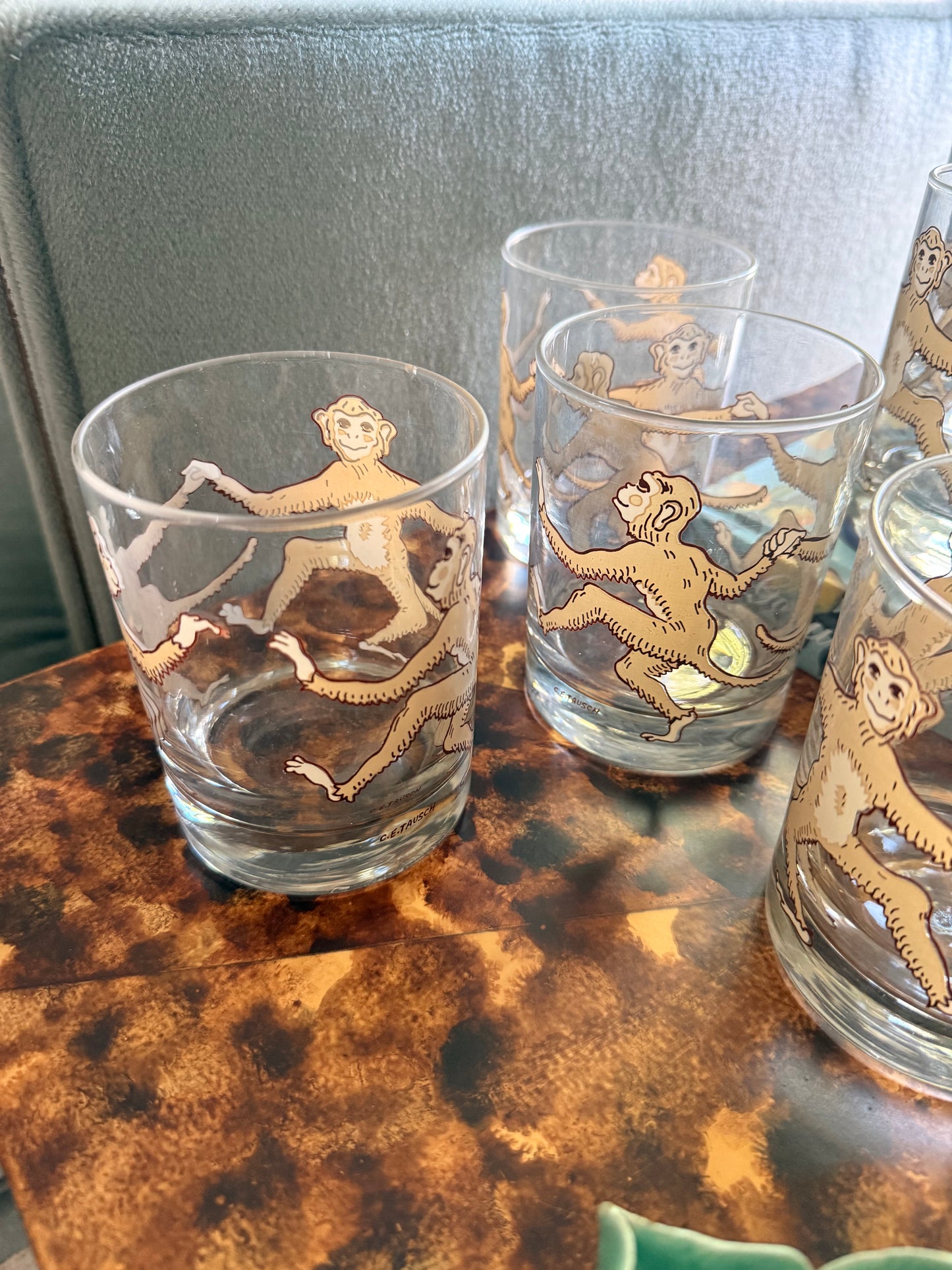 Set of Six C.E. Tausch Dancing Monkeys DOF Glasses