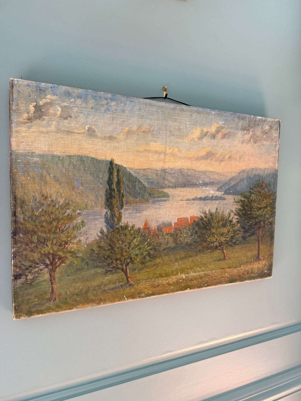 Antique French Pastoral Oil on Canvas, Signed