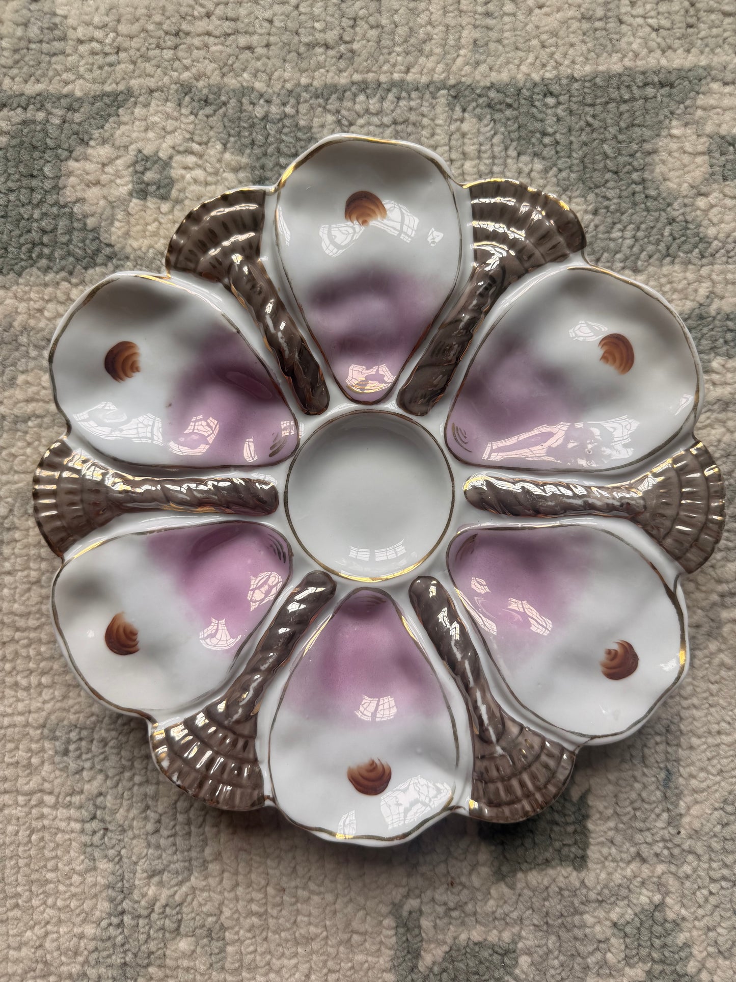 Antique French Porcelain Oyster Plate Pink