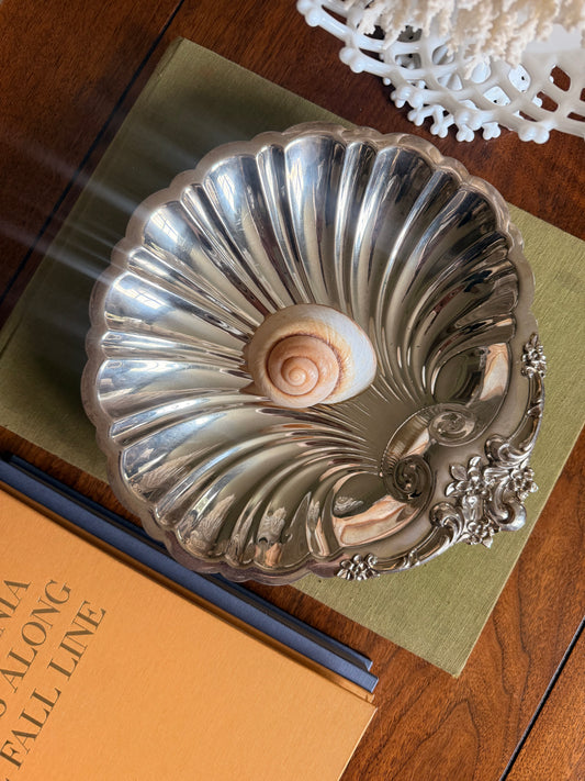 Silverplate Scalloped Shell Dish with Ball Feet