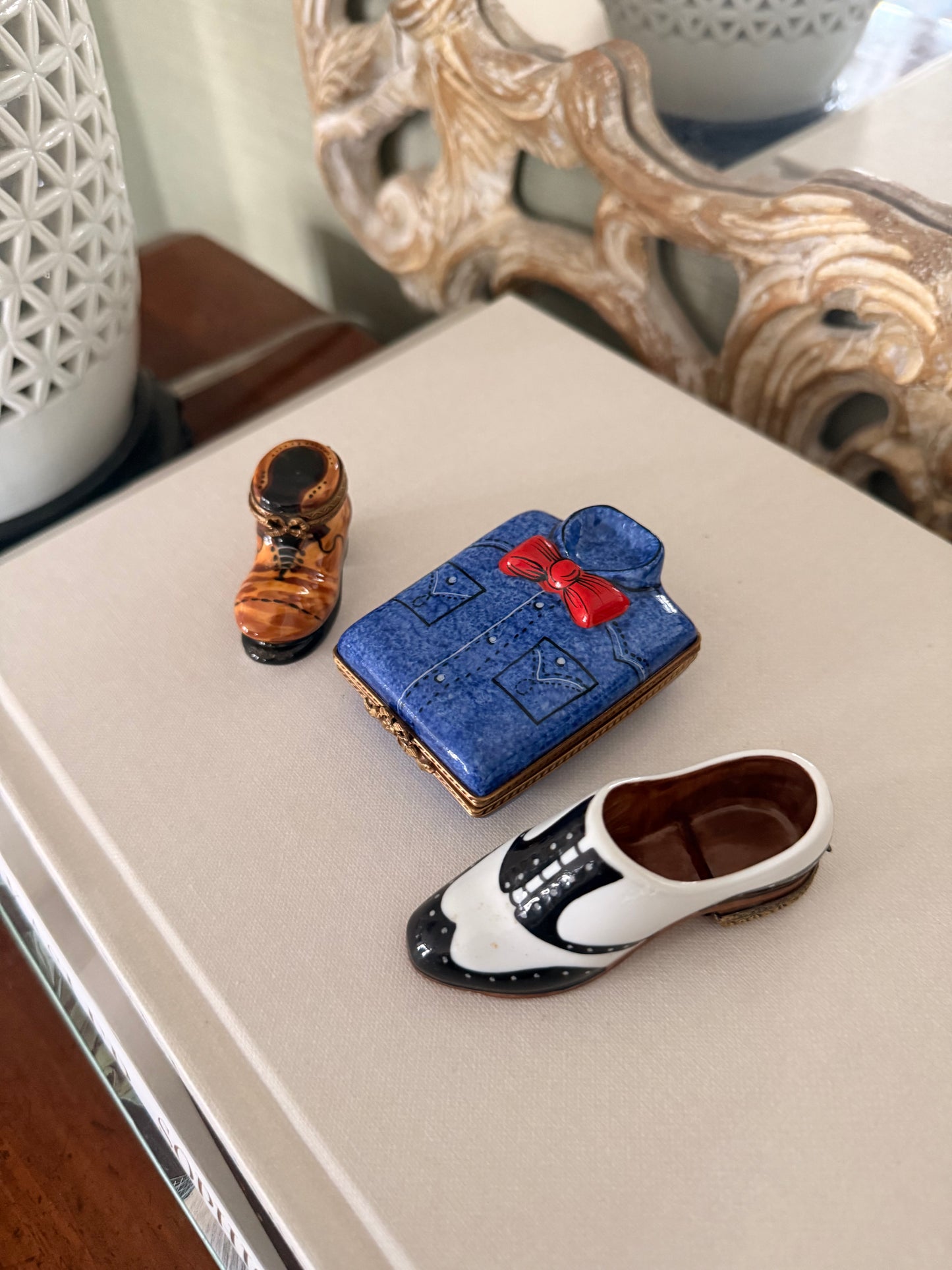 Limoges Shirt & Bow Tie Trinket Box